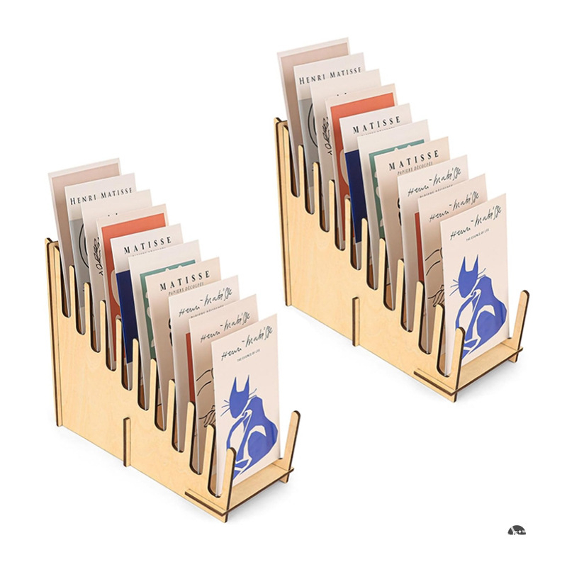 Raft de stocare pentru carduri, din lemn — multifuncțional, portabil, mobil, fără găuri; material: lemn/bambus; stil modern minimalist; montaj pe birou; un singur nivel; potrivit pentru birou și sufragerie.