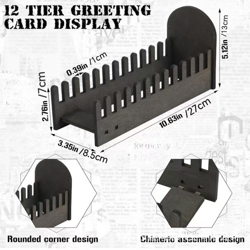 Raft de stocare pentru carduri, din lemn — multifuncțional, portabil, mobil, fără găuri; material: lemn/bambus; stil modern minimalist; montaj pe birou; un singur nivel; potrivit pentru birou și sufragerie.