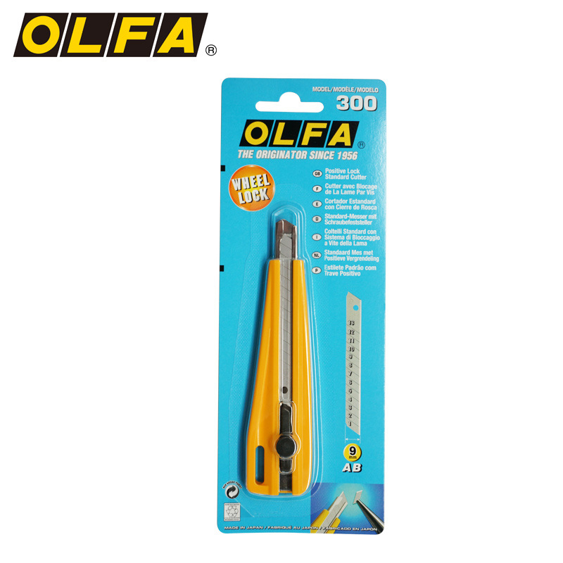 Mali kancelarijski nož Olfa ailiva 300, oštrica 0.38×90×130 mm, materijal karbonska čelika, neto težina 85 g