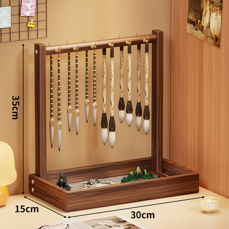 Drvena viseća držačica za četkice za kaligrafiju, masivno drvo, model 2266793645007440768, Brand Fan Lilin