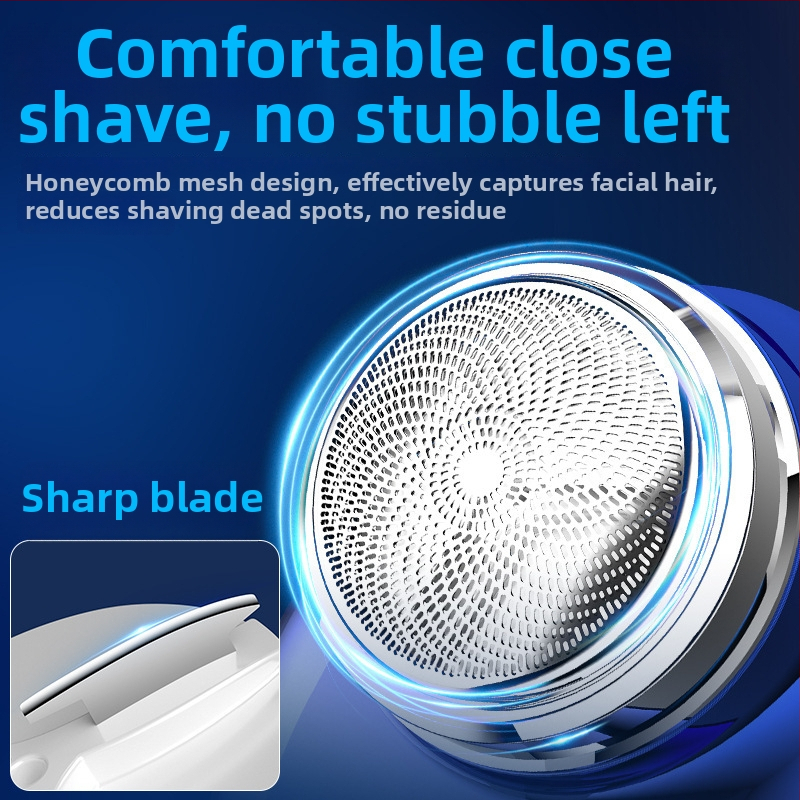Elektromos borotva forgó fejjel (1 penge), vízálló, beépített 100–300 mAh akkumulátor, akár 30 perc üzemidő, leválasztható és mosható fej