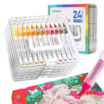 Tekući akrilni marker s mekanim vrhom, za osnovnu školu, u kutiji poklon-set