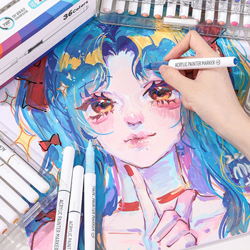 Tekući akrilni marker s mekanim vrhom, za osnovnu školu, u kutiji poklon-set