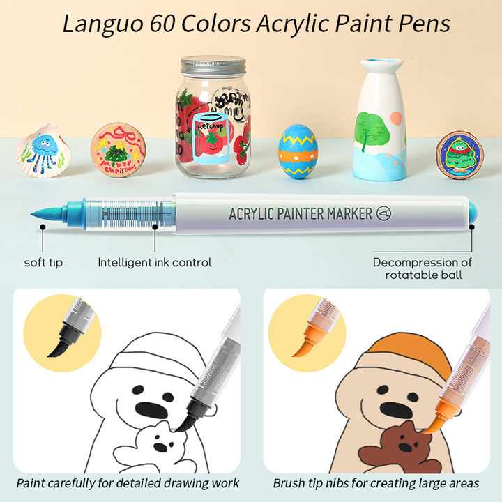 Tekući akrilni marker s mekanim vrhom, za osnovnu školu, u kutiji poklon-set