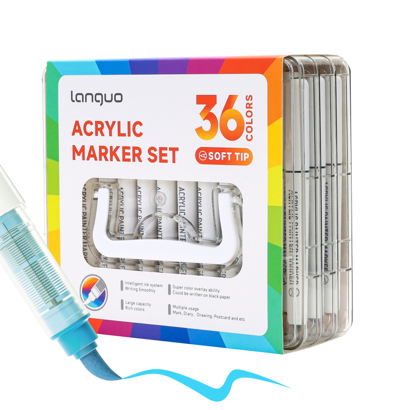 Tekući akrilni marker s mekanim vrhom, za osnovnu školu, u kutiji poklon-set