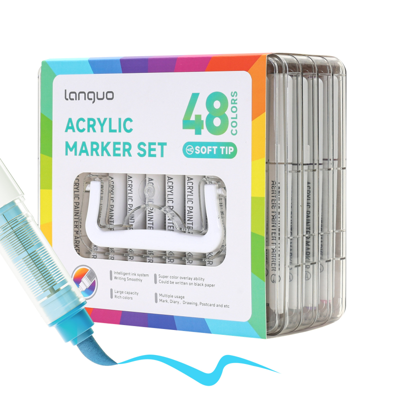 Tekući akrilni marker s mekanim vrhom, za osnovnu školu, u kutiji poklon-set