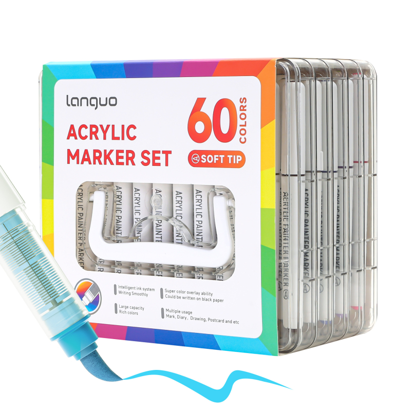 Tekući akrilni marker s mekanim vrhom, za osnovnu školu, u kutiji poklon-set