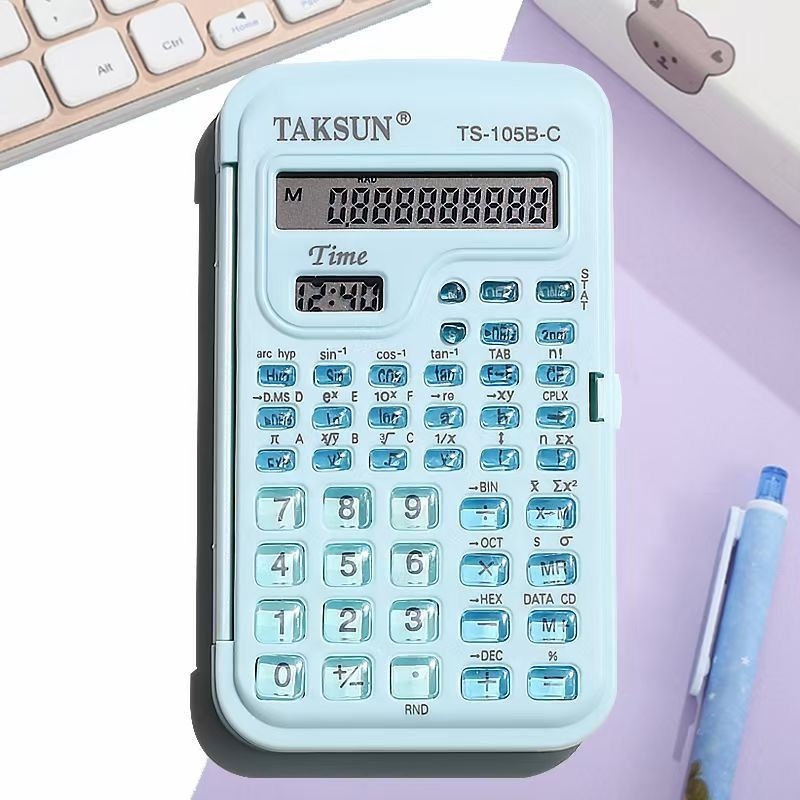 Kalkulator sa znanstvenim funkcijama za studente, s prikazom vremena, prijenosan i tih, baterije uključene