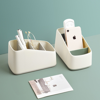 Cutie de depozitare pentru birou, model 783, ABS plastic, organizator divizat pentru telecomandă, papetărie și telefon