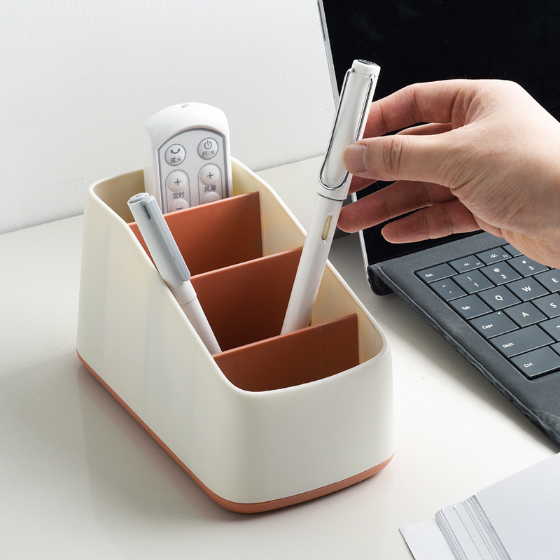 Cutie de depozitare pentru birou, model 783, ABS plastic, organizator divizat pentru telecomandă, papetărie și telefon