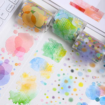 PET декоративна лента - акварелна серия с тема размазване, за дневници и за задни панели на телефона (PET база, Yu Xian, многоцелево използване, 2025-03-21)