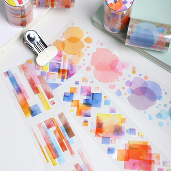 PET декоративна лента - акварелна серия с тема размазване, за дневници и за задни панели на телефона (PET база, Yu Xian, многоцелево използване, 2025-03-21)