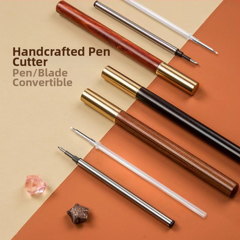 Tăietor de hârtie pentru artă - cuțit din lemn sculptat manual, model Hand Account Pen Knife, Dimensiune maximă de tăiere A4