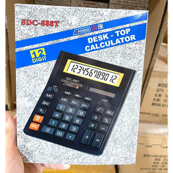 Calculator aritmetic, afișaj 12 cifre, material PP, model SDC-888T, alimentat cu baterie tip buton, baterie inclusă