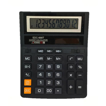 Calculator aritmetic, afișaj 12 cifre, material PP, model SDC-888T, alimentat cu baterie tip buton, baterie inclusă