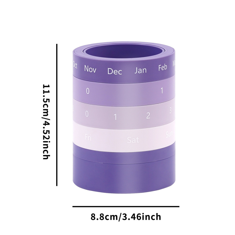 Suport rotund pentru pixuri din plastic, cu calendar desen animat, organizator de birou, fără imprimare logo
