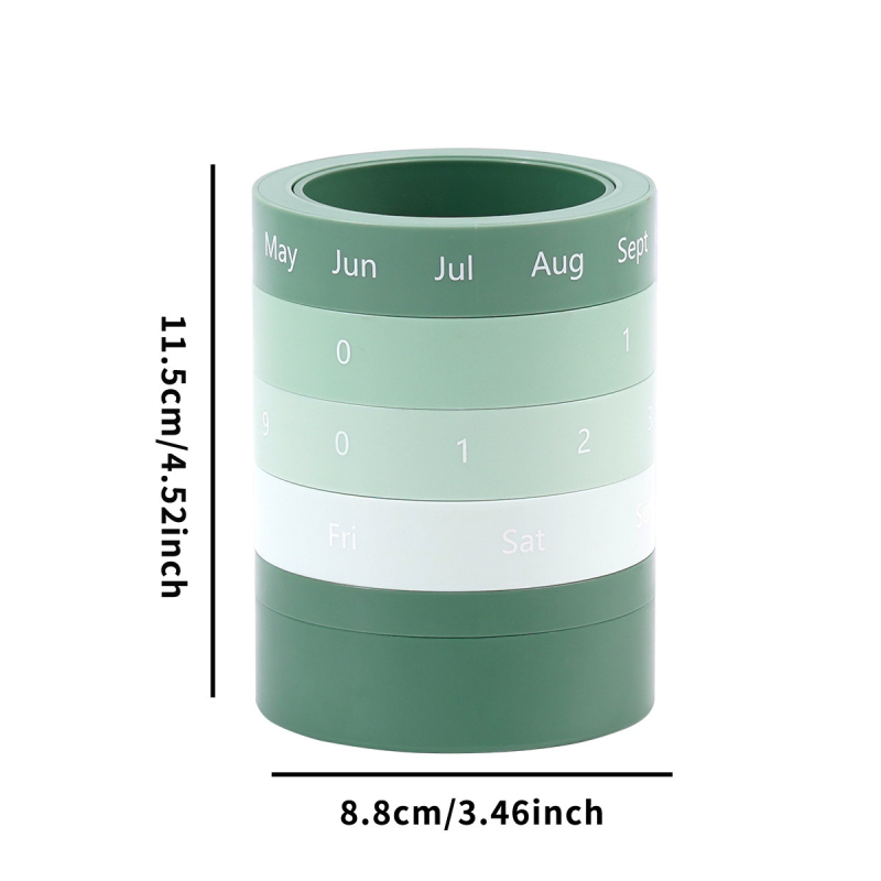 Suport rotund pentru pixuri din plastic, cu calendar desen animat, organizator de birou, fără imprimare logo