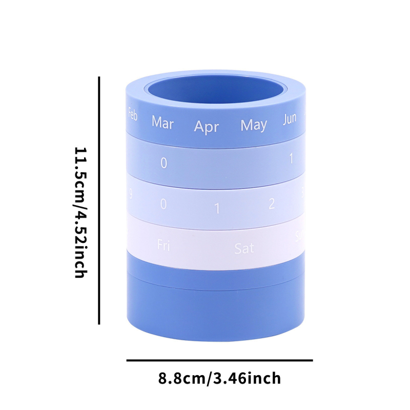 Suport rotund pentru pixuri din plastic, cu calendar desen animat, organizator de birou, fără imprimare logo