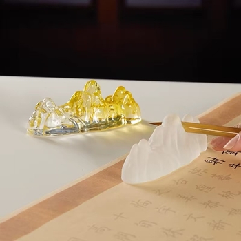 Holder de pixuri din cristal cu glazură colorată, design munte-râu, stil chinezesc (Material: Cristal; Model: Holder de pixuri; Logo imprimat: Da; Personalizare: Disponibilă; Importat: Nu; IP: Nu)