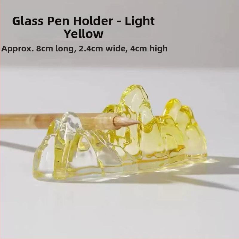 Krištáľový držiteľ na pero s farebnou glazúrou, motív hôr a riek, čínskeho štýlu (Materiál: Kryštál; Model: Držiteľ na pero; Tlačené logo: Áno; Prispôsobenie: Áno; Importované: Nie; IP: Nie)