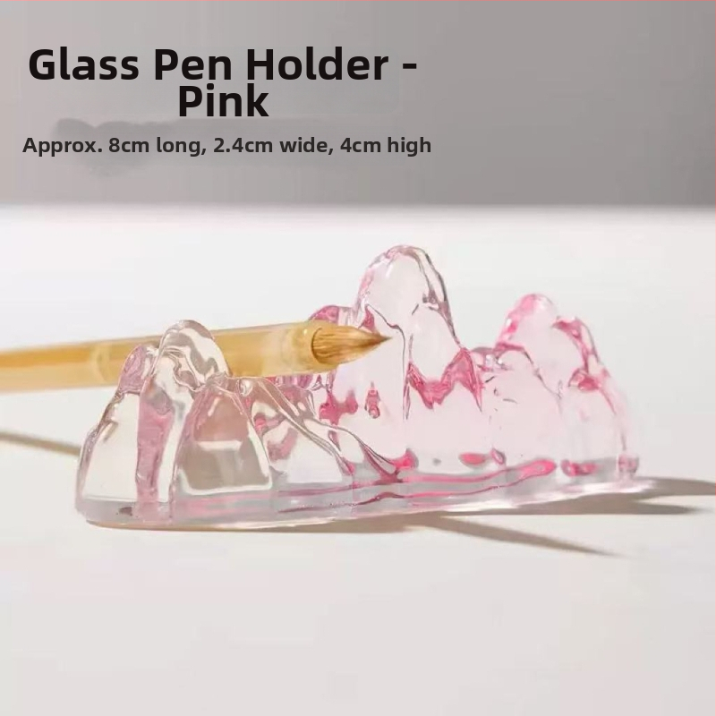 Krištáľový držiteľ na pero s farebnou glazúrou, motív hôr a riek, čínskeho štýlu (Materiál: Kryštál; Model: Držiteľ na pero; Tlačené logo: Áno; Prispôsobenie: Áno; Importované: Nie; IP: Nie)