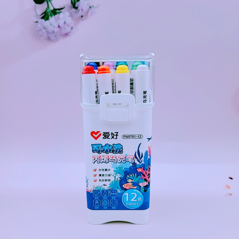 Marker acrilic Hobby PM5761, cerneală pe bază de apă, lavabil, cap unic, ambalare de bază