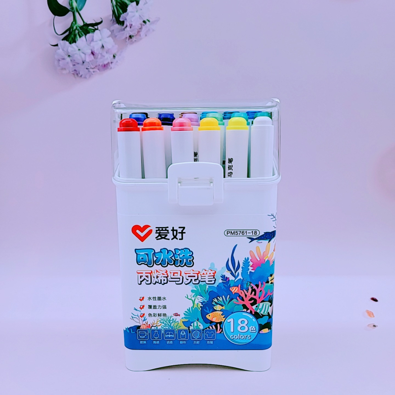 Marker acrilic Hobby PM5761, cerneală pe bază de apă, lavabil, cap unic, ambalare de bază