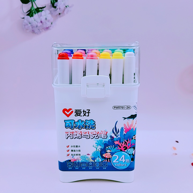 Marker acrilic Hobby PM5761, cerneală pe bază de apă, lavabil, cap unic, ambalare de bază