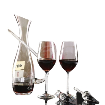 Borospohár és decanter készlet, öt darabból álló, üvegből készült, ajándékdobozos csomagolás