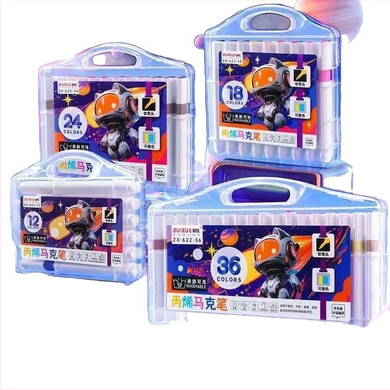 Marker acrilic pentru desen la școala primară, ZUIXUA 622, solubil în apă, pe bază de apă, stackable