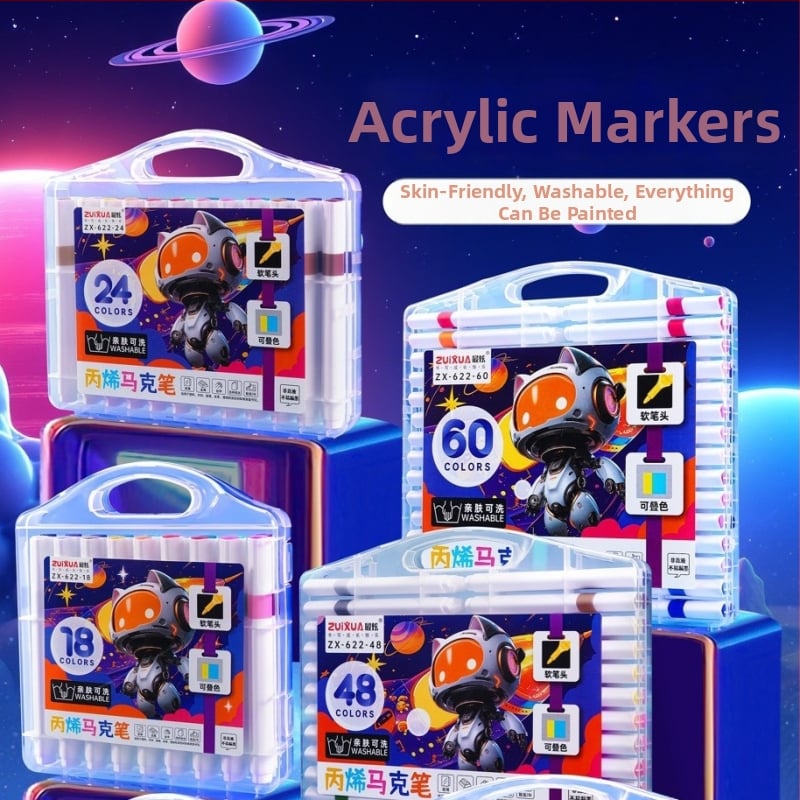 Marker acrilic pentru desen la școala primară, ZUIXUA 622, solubil în apă, pe bază de apă, stackable