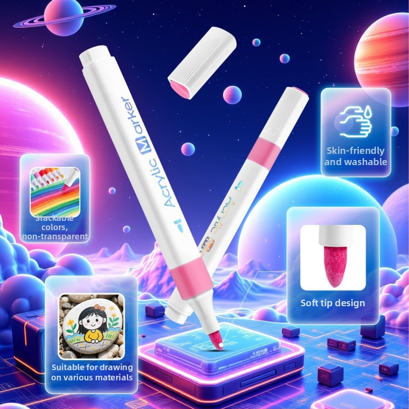 Marker acrilic pentru desen la școala primară, ZUIXUA 622, solubil în apă, pe bază de apă, stackable