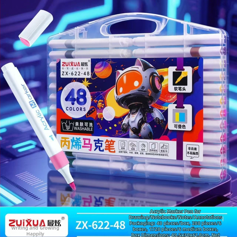 Marker acrilic pentru desen la școala primară, ZUIXUA 622, solubil în apă, pe bază de apă, stackable