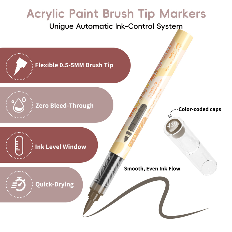 Течен акрилен маркер с мек връх за ученическо изкуство (Марка: Across the Ocean; Опаковка: Основна)