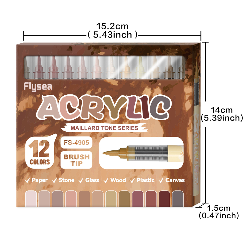 Течен акрилен маркер с мек връх за ученическо изкуство (Марка: Across the Ocean; Опаковка: Основна)