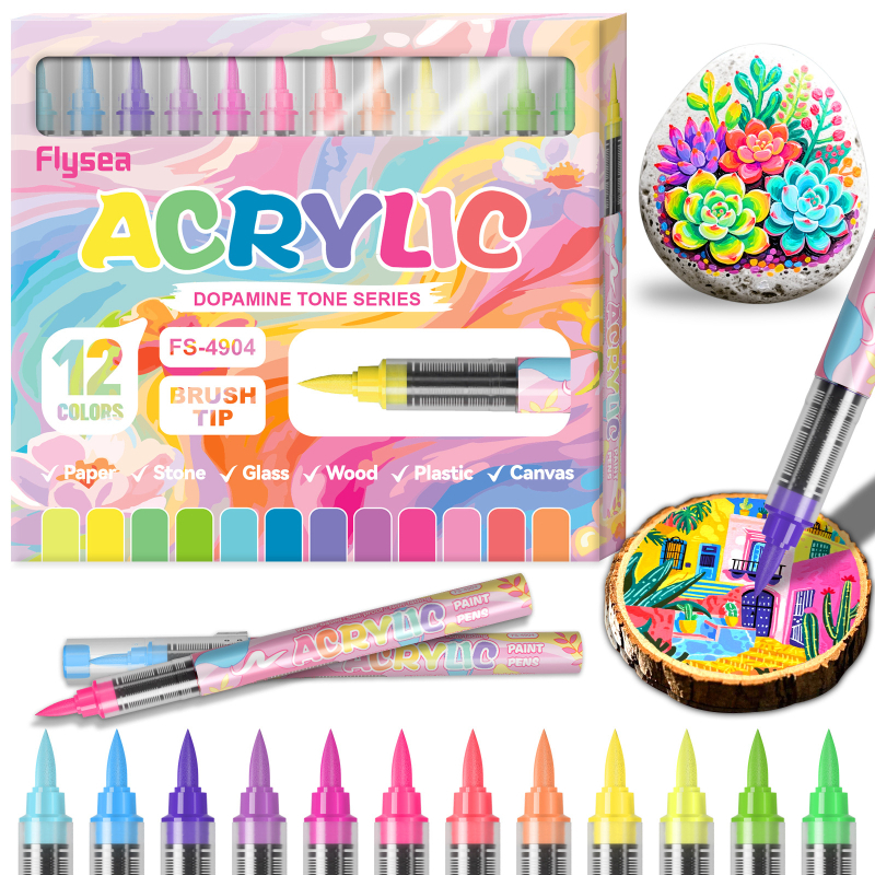 Течен акрилен маркер с мек връх за ученическо изкуство (Марка: Across the Ocean; Опаковка: Основна)