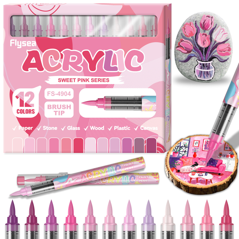 Течен акрилен маркер с мек връх за ученическо изкуство (Марка: Across the Ocean; Опаковка: Основна)