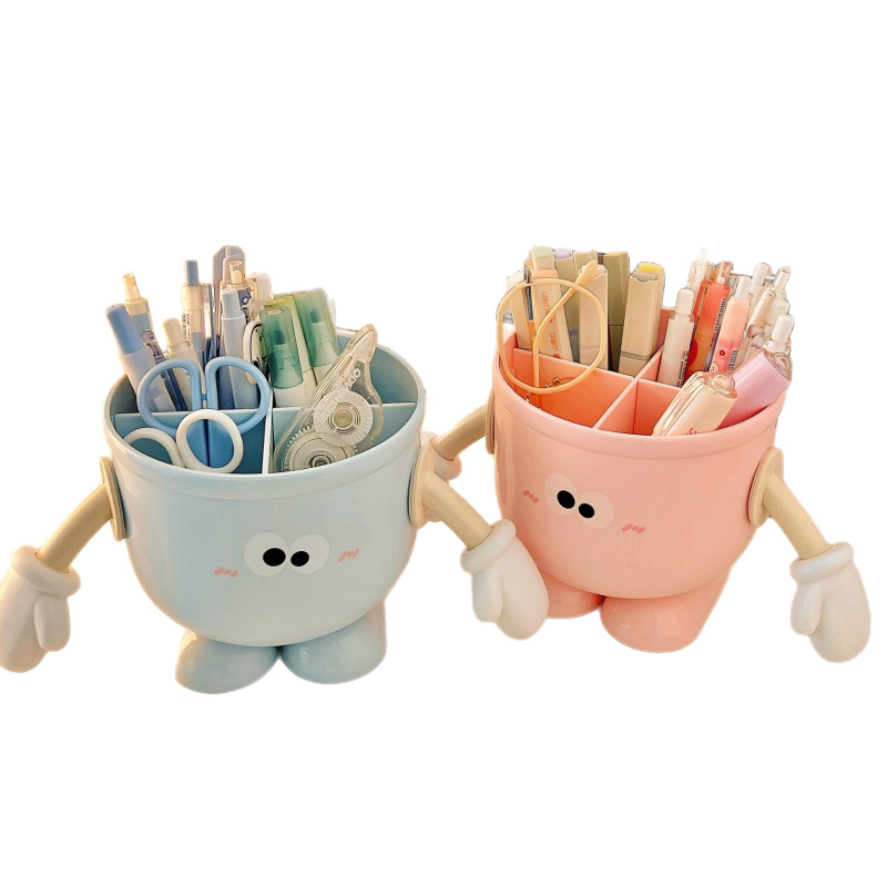 Kedves, nagy szemű tolltartó, Zheyu Bd-0227, műanyag, kerek, irodai rendező