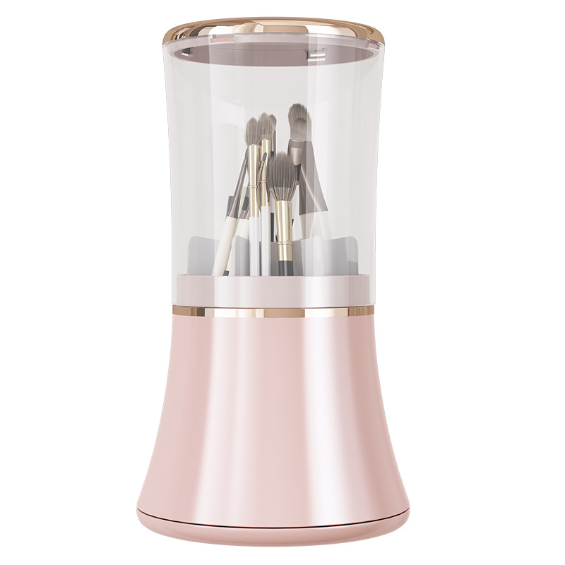 Okretna kutija za pohranu četkica za šminku s poklopcem i pregradama, ABS+PET, 0,5 L kapaciteta, za kozmetiku i uredske potrepštine