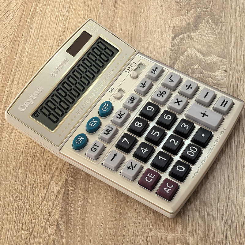 Calculator Cayina CA-9200H, afișaj 12 cifre, plastic ABS, alimentare duală, greutate netă 230 g