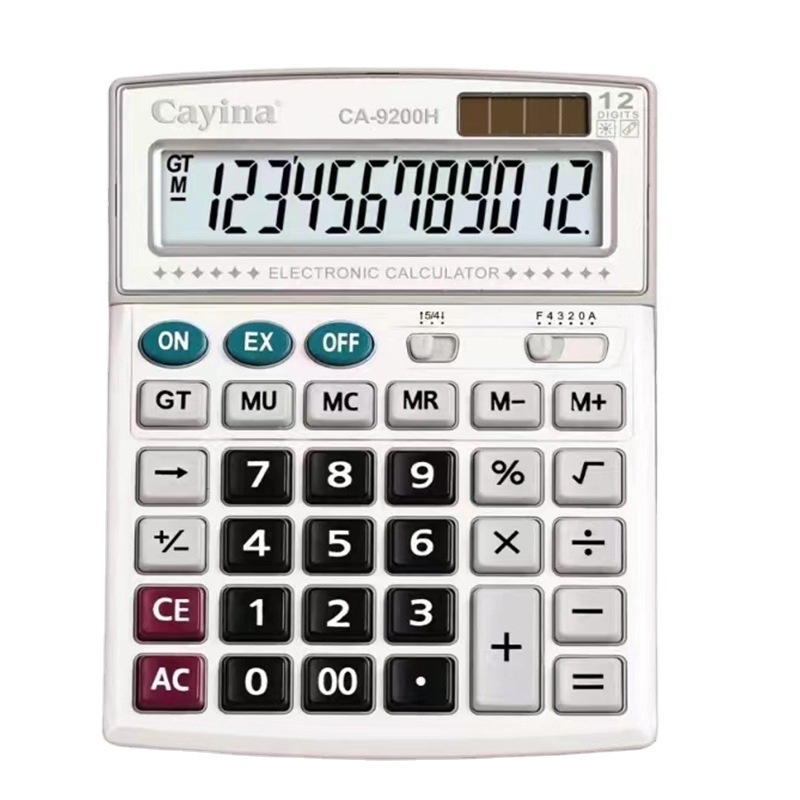 Calculator Cayina CA-9200H, afișaj 12 cifre, plastic ABS, alimentare duală, greutate netă 230 g