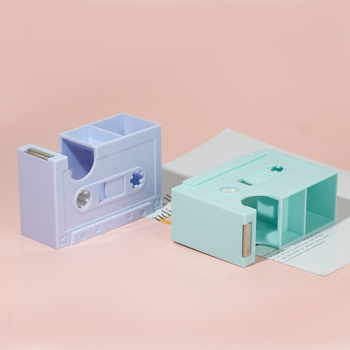Suport de bandă în formă de casetă retro și suport pentru pix, Plastic, Model 01, Imprimare logo disponibil, Lățime bandă reglabilă