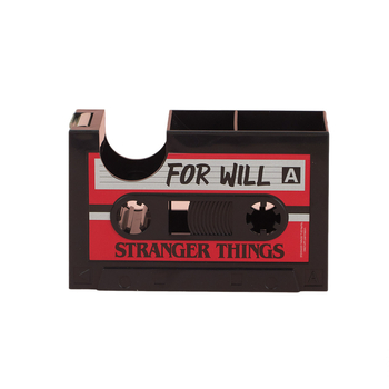 Suport de bandă în formă de casetă retro și suport pentru pix, Plastic, Model 01, Imprimare logo disponibil, Lățime bandă reglabilă