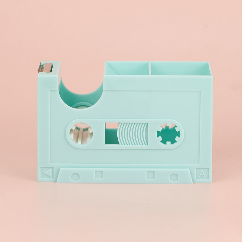 Suport de bandă în formă de casetă retro și suport pentru pix, Plastic, Model 01, Imprimare logo disponibil, Lățime bandă reglabilă
