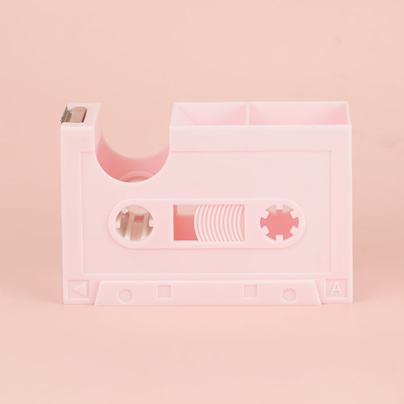 Suport de bandă în formă de casetă retro și suport pentru pix, Plastic, Model 01, Imprimare logo disponibil, Lățime bandă reglabilă