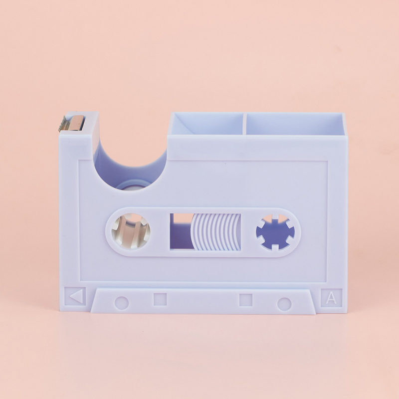 Suport de bandă în formă de casetă retro și suport pentru pix, Plastic, Model 01, Imprimare logo disponibil, Lățime bandă reglabilă