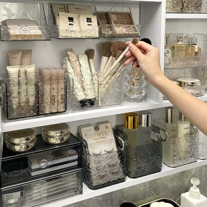 Organizator cosmetic cu compartimente, plastic ABS, stil ușor lux, pentru dormitor și birou