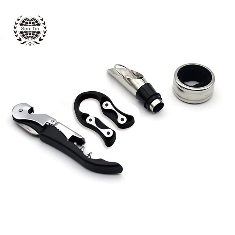 Tengeri csikó üvegnyitó, Xiangtian, rozsdamentes acél, 4 részes készlet, logó nyomtatva, bor kellékek, konyhai eszközök, ajándékdoboz