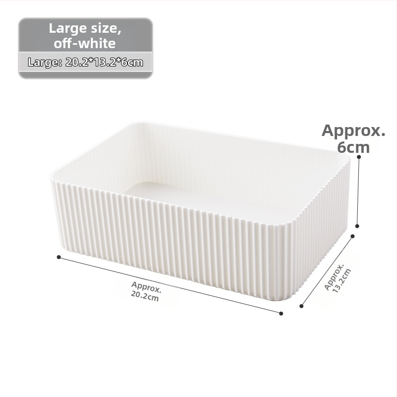 Cutie de depozitare pentru birou cu compartimente, din PS plastic, capacitate 2 L, fără capac, design modern cu dungi