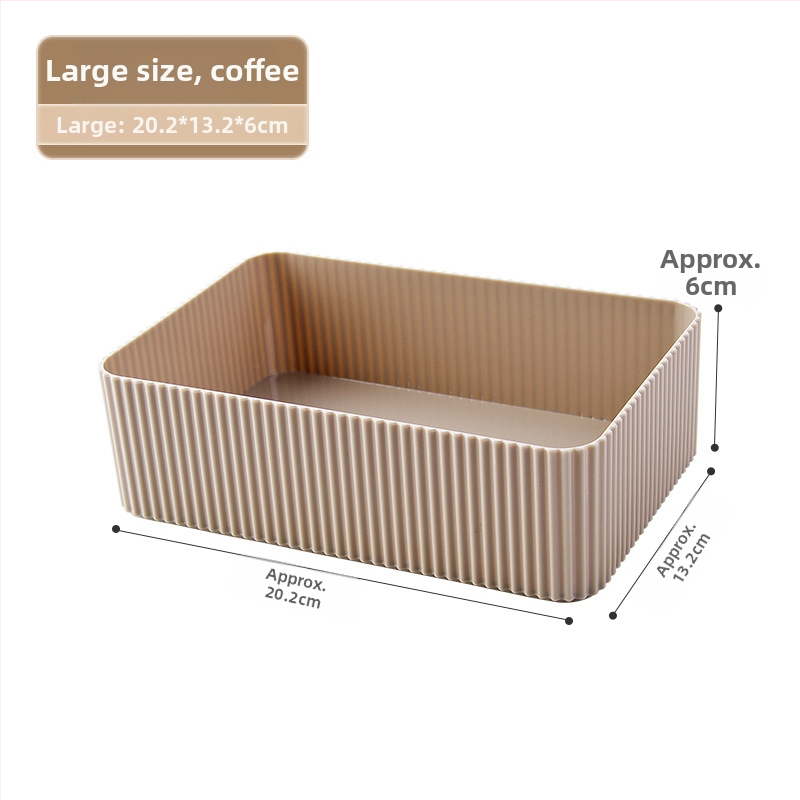 Cutie de depozitare pentru birou cu compartimente, din PS plastic, capacitate 2 L, fără capac, design modern cu dungi